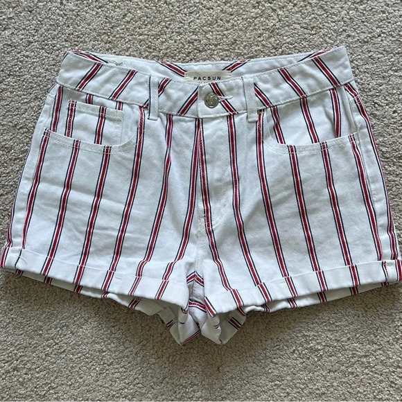 PACSUN Red White and Blue Denim Mom Shorts 4th of July Size 26 - Picture 2 of 12